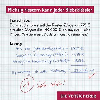 Richtig riestern kann jeder Siebtklässler