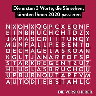 Kreuzworträtselhoroskop 2020 - Die ersten 3 Worte die Sie sehen, könnten Ihnen 2020 passieren (© DIE VERSiCHERER)