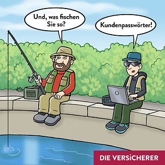 Cartoon: Phishing von Kundenpasswörtern