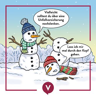 Schneemann-Cartoon zur Unfallversicherung