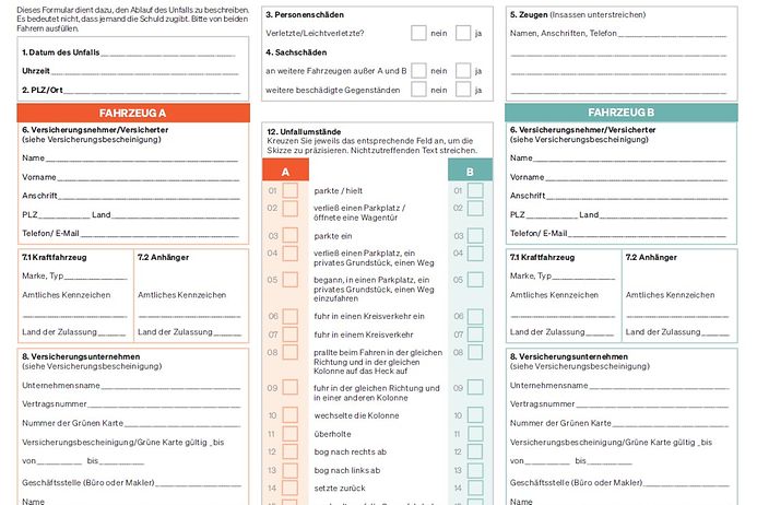 Europäischer Unfallbericht (deutsch) (© Gesamtverband der Deutschen Versicherungswirtschaft (2025)) Europäischer Unfallbericht (deutsch) (© Gesamtverband der Deutschen Versicherungswirtschaft (2025))